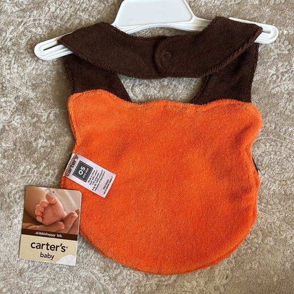 Brand New Set of 2 Carter’s Cloth Baby Bibs Orange Halloween Tiger Jungle Animal - Picture 3 of 14